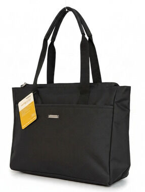 WallyBags Women's Tote Large 14x18 Durable Black Canvas Travel Commuter Work New